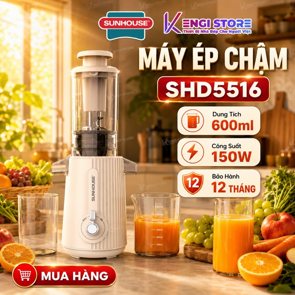 [Hàng Chính Hãng] Máy Ép Chậm Sunhouse SHD5516 - Bảo Hành Toàn Quốc 12 Tháng