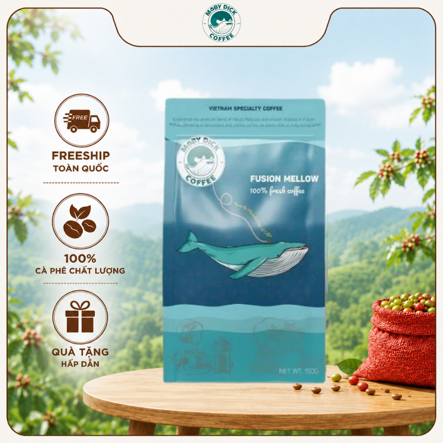 Cà phê Blended Moby Dick Coffee [arabica + robusta] - rang mẻ mới - Pha Phin, Pha Máy, Cold Brew