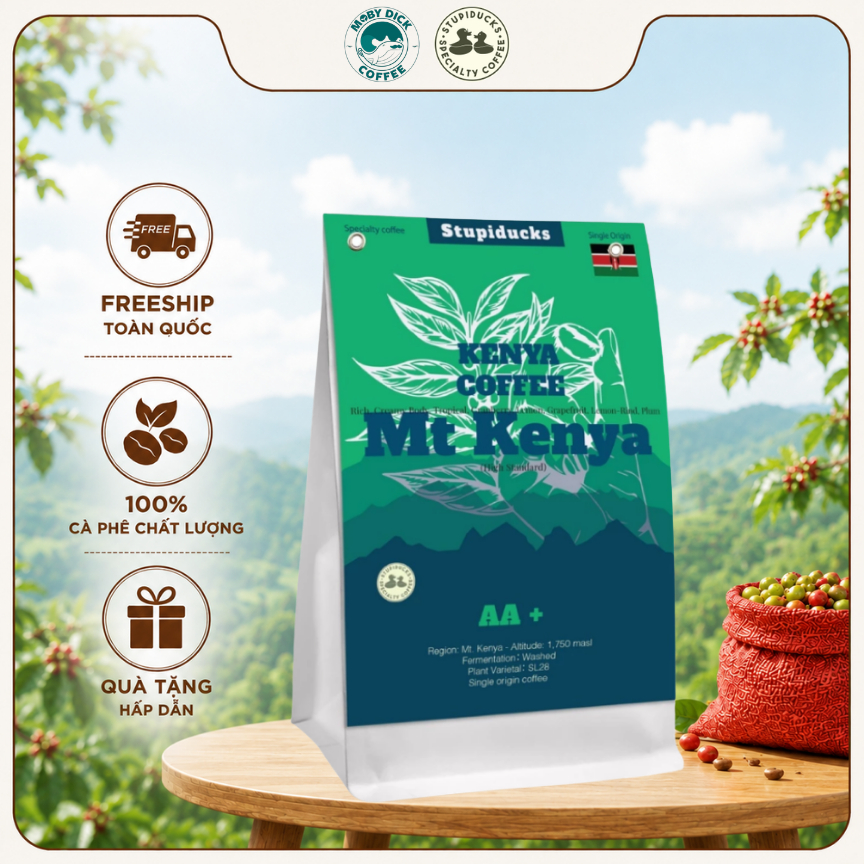 Cà Phê Arabica Kenya AA Plus Mount Kenya - Moby Dick Speciatly Coffee