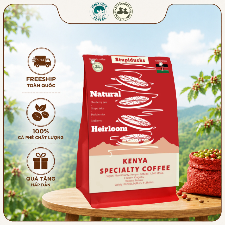 Cà Phê Hạt Arabica Kenya Othaya FCS Kiaguthu Factory AA Natural - Moby Dick Speciatly Coffee