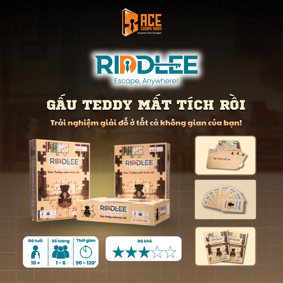 [ACE Escape Room] Bộ Trò Chơi Giải Đố RIDDLEE: Gấu Teddy mất tích rồi | Trò chơi Trí tuệ, Giải đố