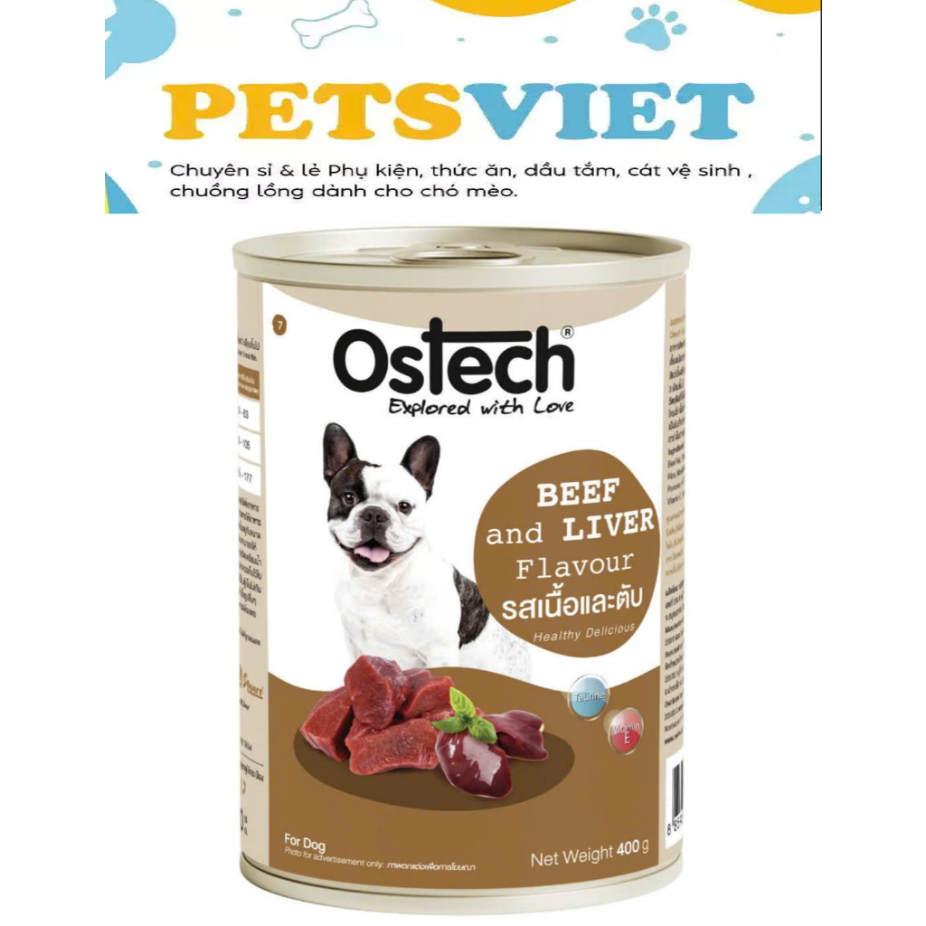 Pate Cho Chó OSTECH 400G - Thức Ăn Ướt Dinh Dưỡng Cho Chó OSTECH lon 400g<PETSVIET>