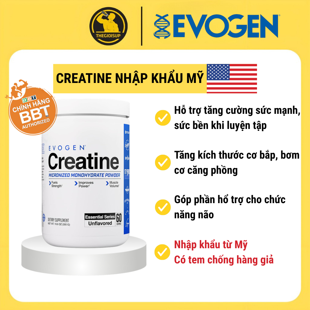 [Hàng BBT] Thực phẩm bổ sung Evogen Creatine (Hộp 300g)