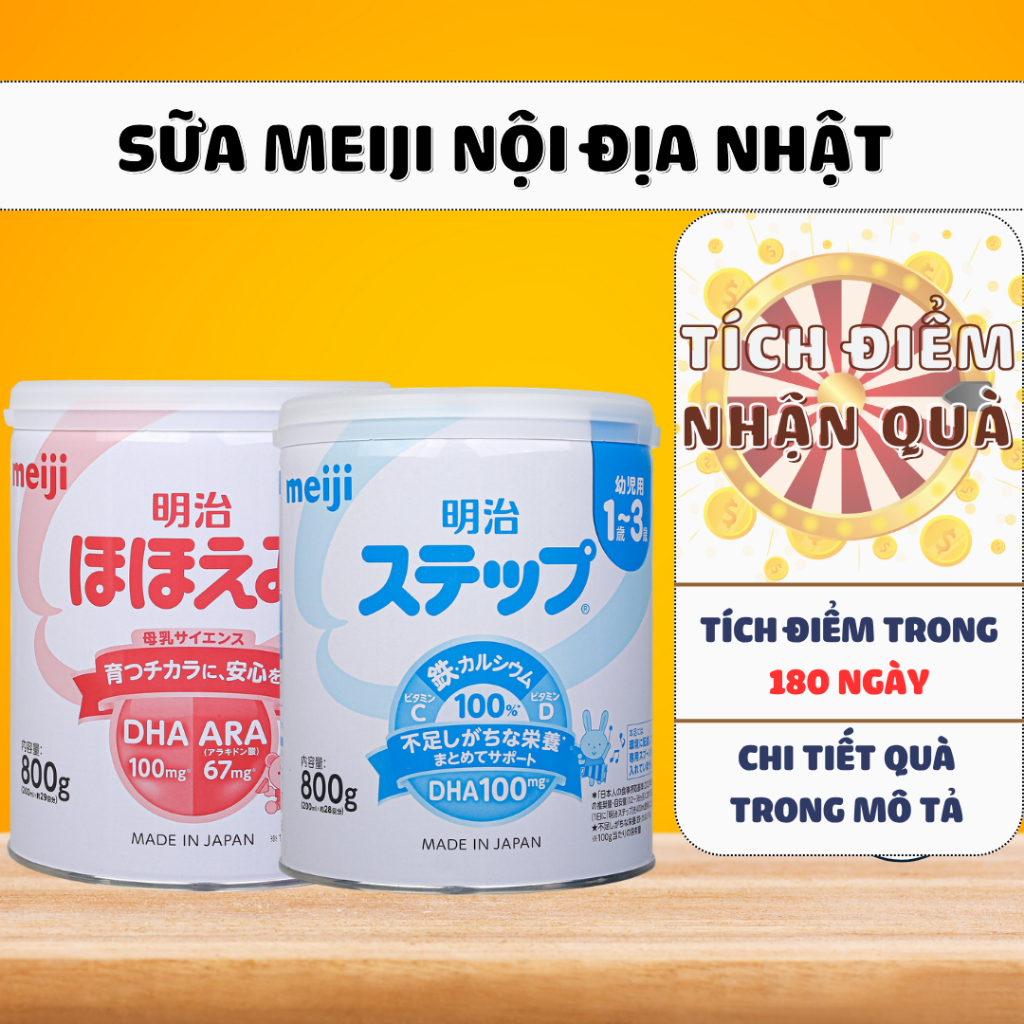 Sữa Meiji NỘI ĐỊA Nhật Lon, Thanh Số 0-9 , 0-1 & 1-3 , Meiji HP , Sữa Bột Công Thức 800g