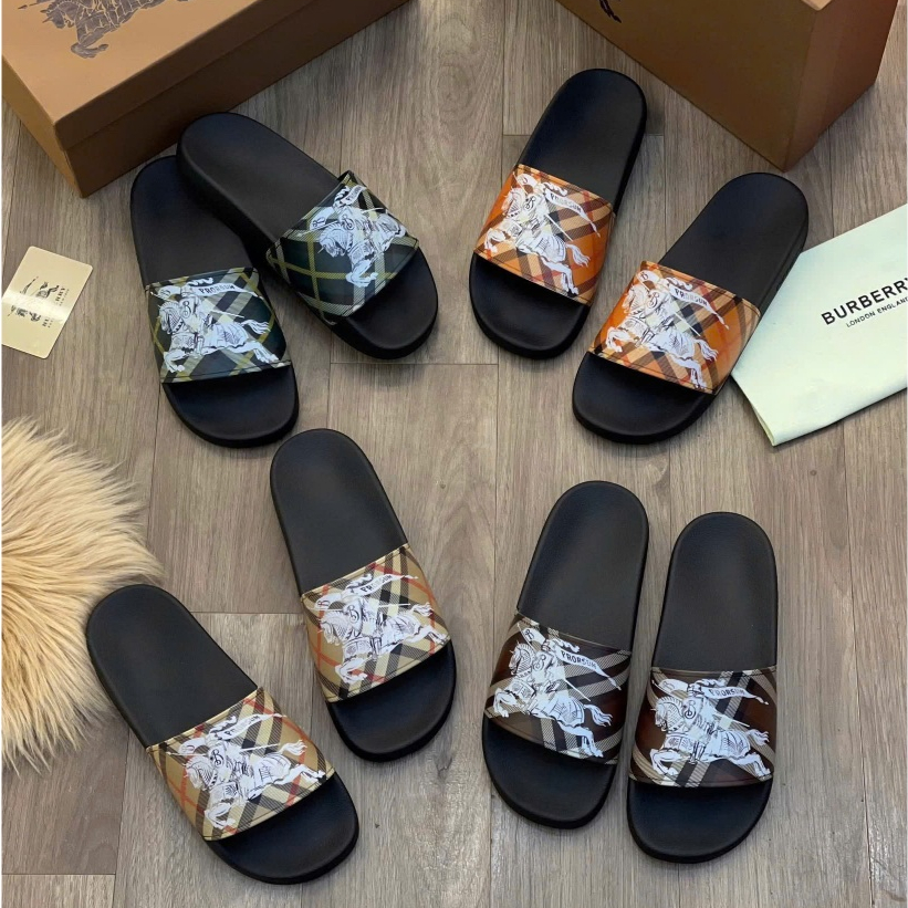Dép Nam Burberry quai ngang hàng - Dép Lê Quai Ngang BBR Đế Casu Đúc Siêu Đẹp Trend