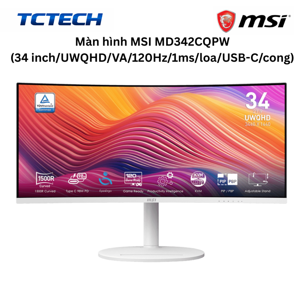Màn hình LCD MSI Modern MD342CQPW (34 inch/ 3440 x 1440/ 300 cd/m2/ 1ms/ 120Hz/ Curved) Chính Hãng