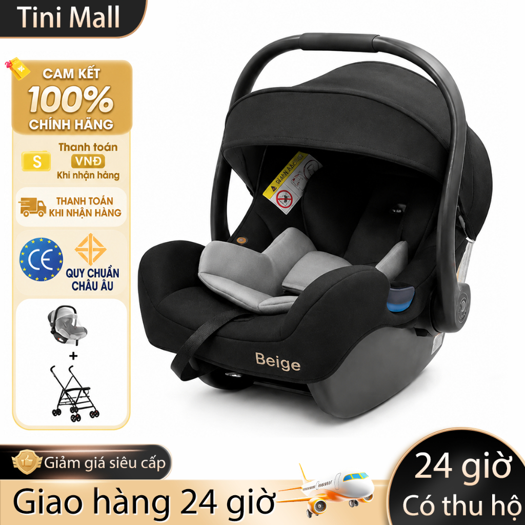 Ghế ô tô đa năng Beige cho bé 0-3 tuổi – Chuyển đổi thành xe đẩy tiện lợi Ghế ô tô đa năng