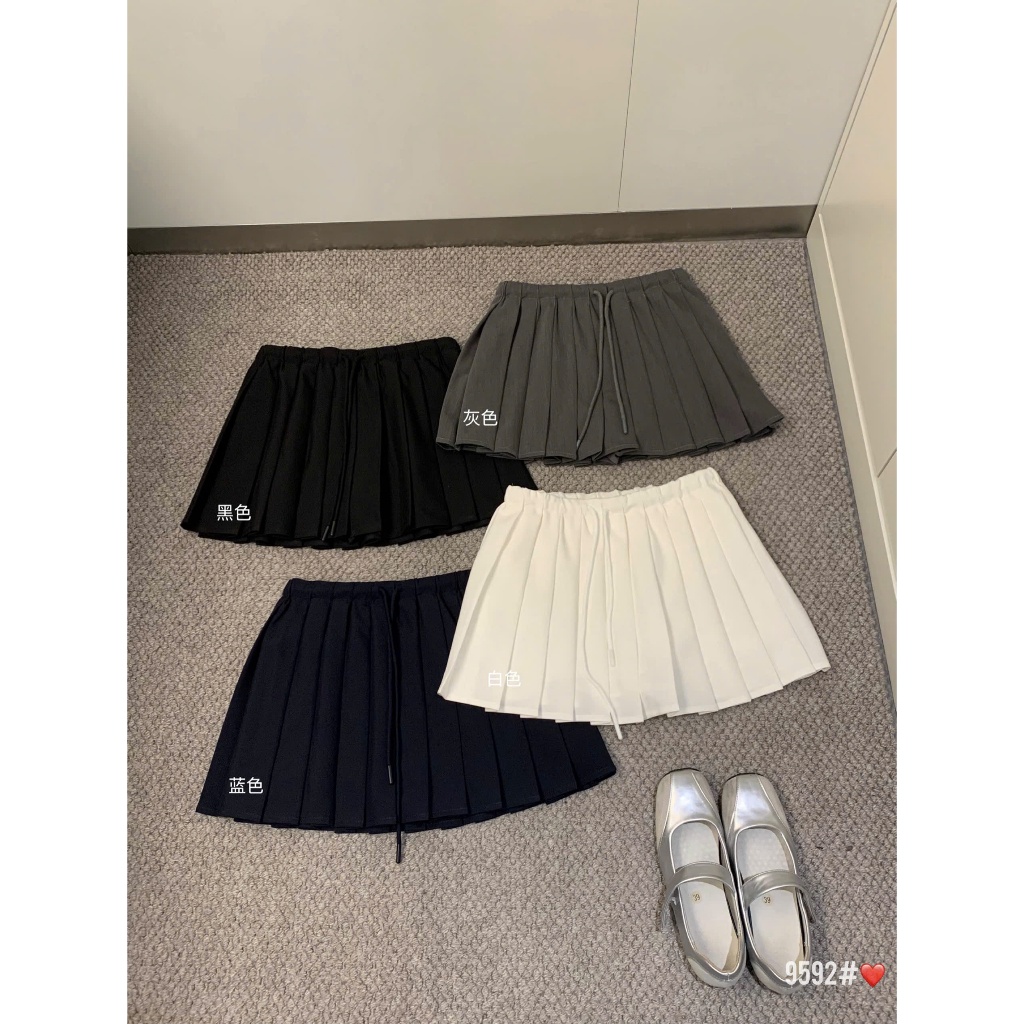 𝑾𝑮𝑾𝑬• Chân váy xếp ly cạp chun dây rút 9592 wgwe hàng QC size SM