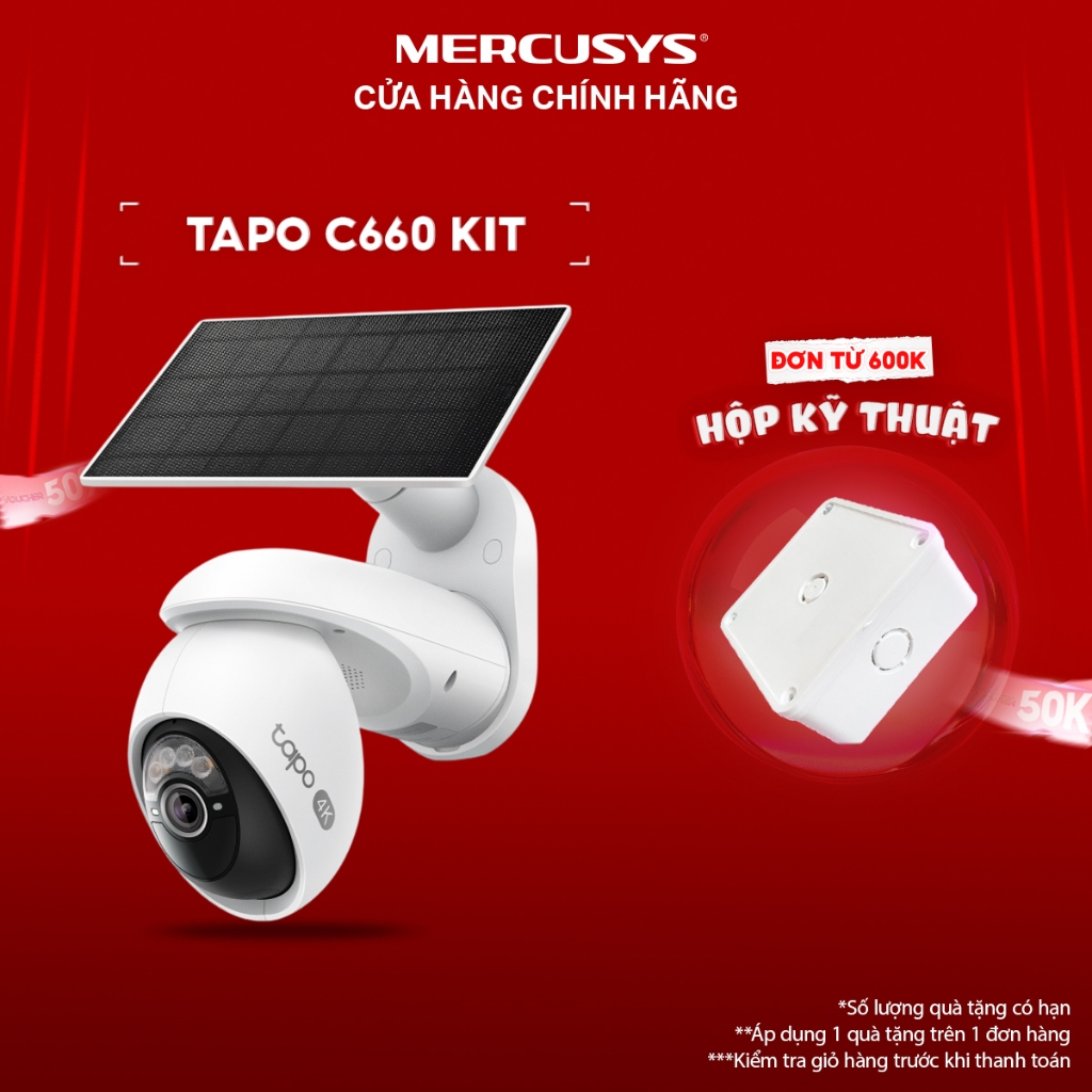 Camera Wi-Fi 4K Tapo C660 KIT | Pin Năng Lượng Mặt Trời, AI Theo Dõi 360°