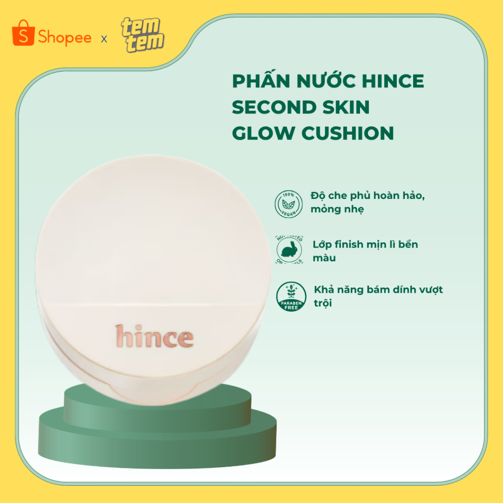 Phấn Nước Căng Bóng HINCE Second Skin Glow Cushion