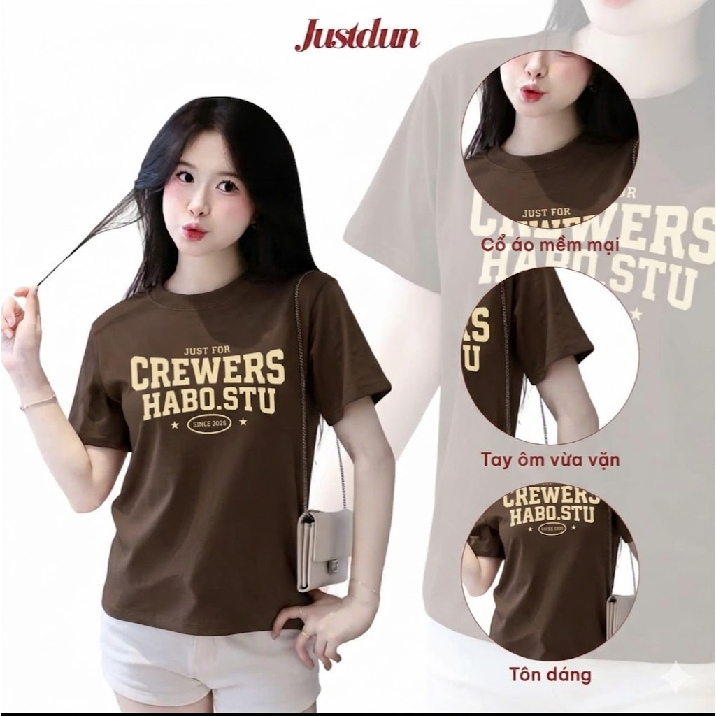 HABO STORE18 Áo Thun Babytee CREWERS HABO.STU Cotton 100% 250gsm Cổ Tròn Nữ Mềm Mại Co Giãn, Form Ôm Tôn Dáng | BigBuy360 - bigbuy360.vn