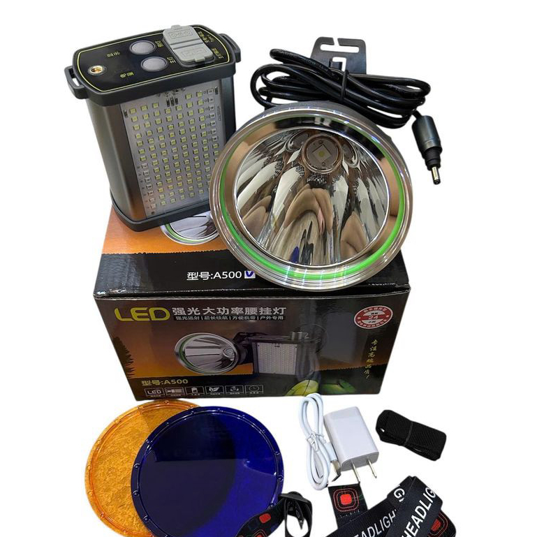 Đèn pin đội đầu kẹp bình siêu sáng chiếu xa XJ A500 đèn pin kẹp bình ác quy dùng đi soi nấm mối đi b