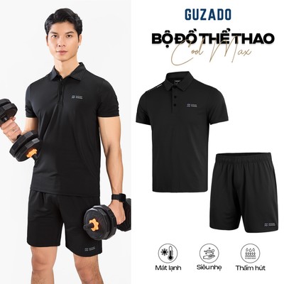 Set Bộ Thể Thao Nam GUZADO Cao Cấp Cổ Bẻ, Vải Thông Hơi Thun Lạnh, Nhanh Khô GBP01-GABP25S001