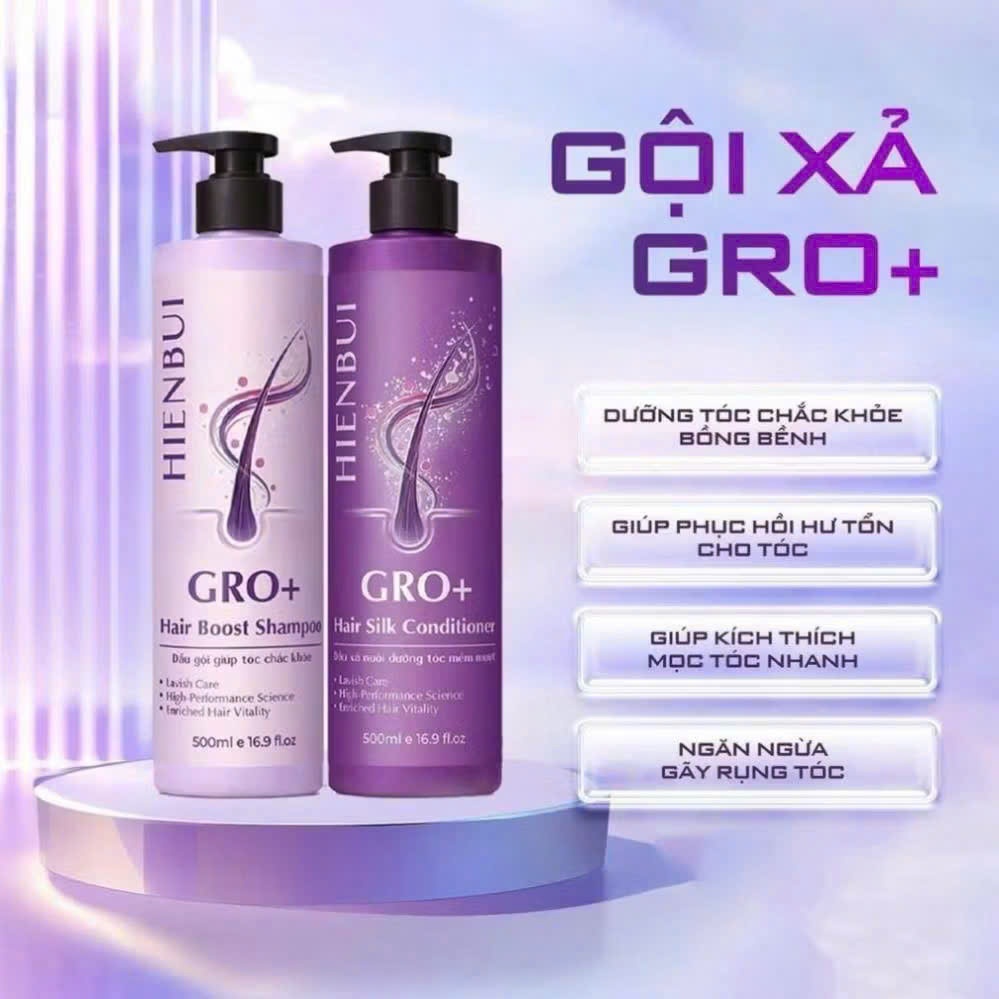 COMBO DẦU GỘI HIỀN BÙI GRO+ tặng xịt tóc ( Phiên Bản Nâng Cấp) 500ml - Hàng chính hãng