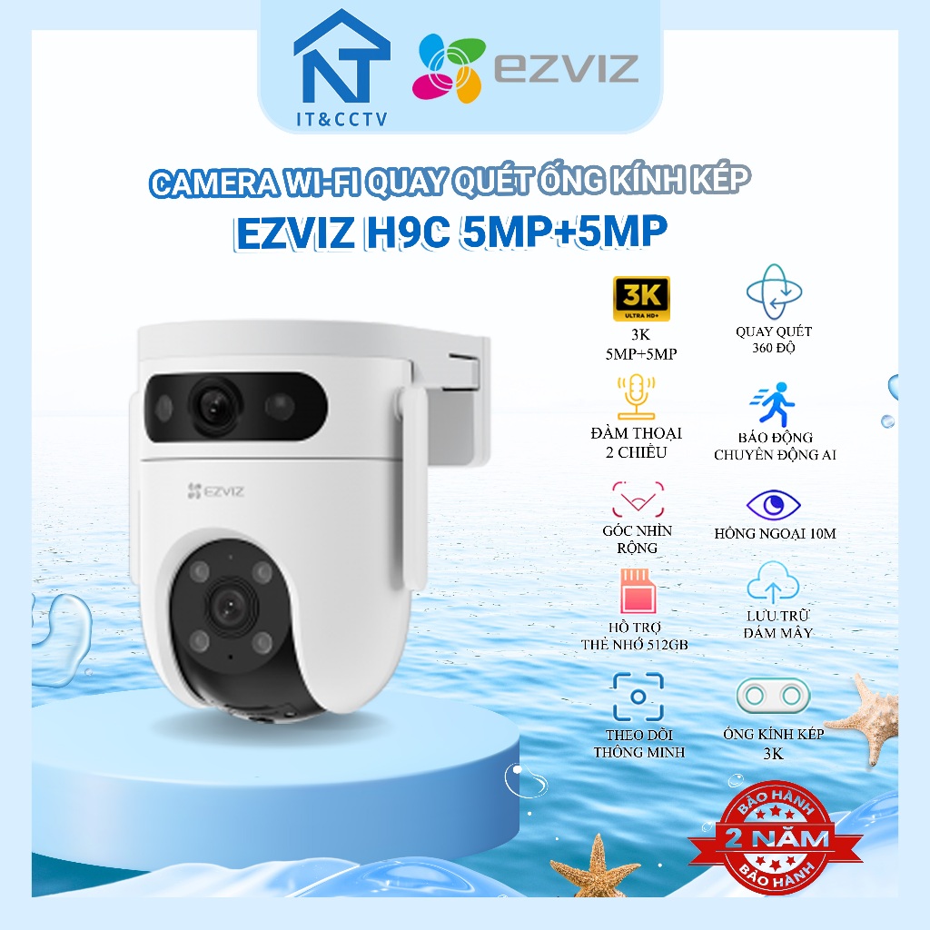 [EZVIZ Chính Hãng] Camera An Ninh EZVIZ H9C 10MP – Quay Quét, Độ Nét 5MP+5MP, Đàm Thoại, Cảnh Báo Th