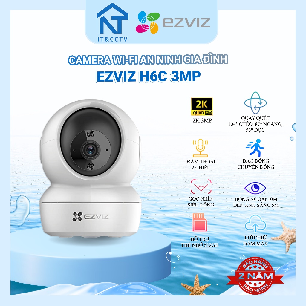 [Chính Hãng] Camera WiFi Ezviz H6C Pro 3MP / H6C G1 5MP / 8MP – Quay Quét 360°, Đàm Thoại 2 Chiều, A