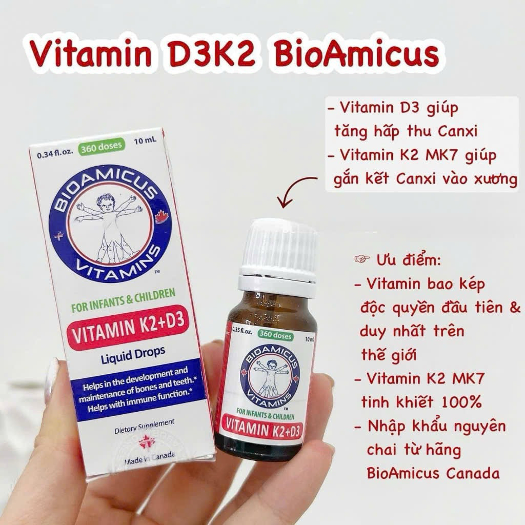 🆘💥Vitamin K2+D3 Biomicus For Infants And Children hỗ trợ tốt cho xương, răng của bé (10ml)