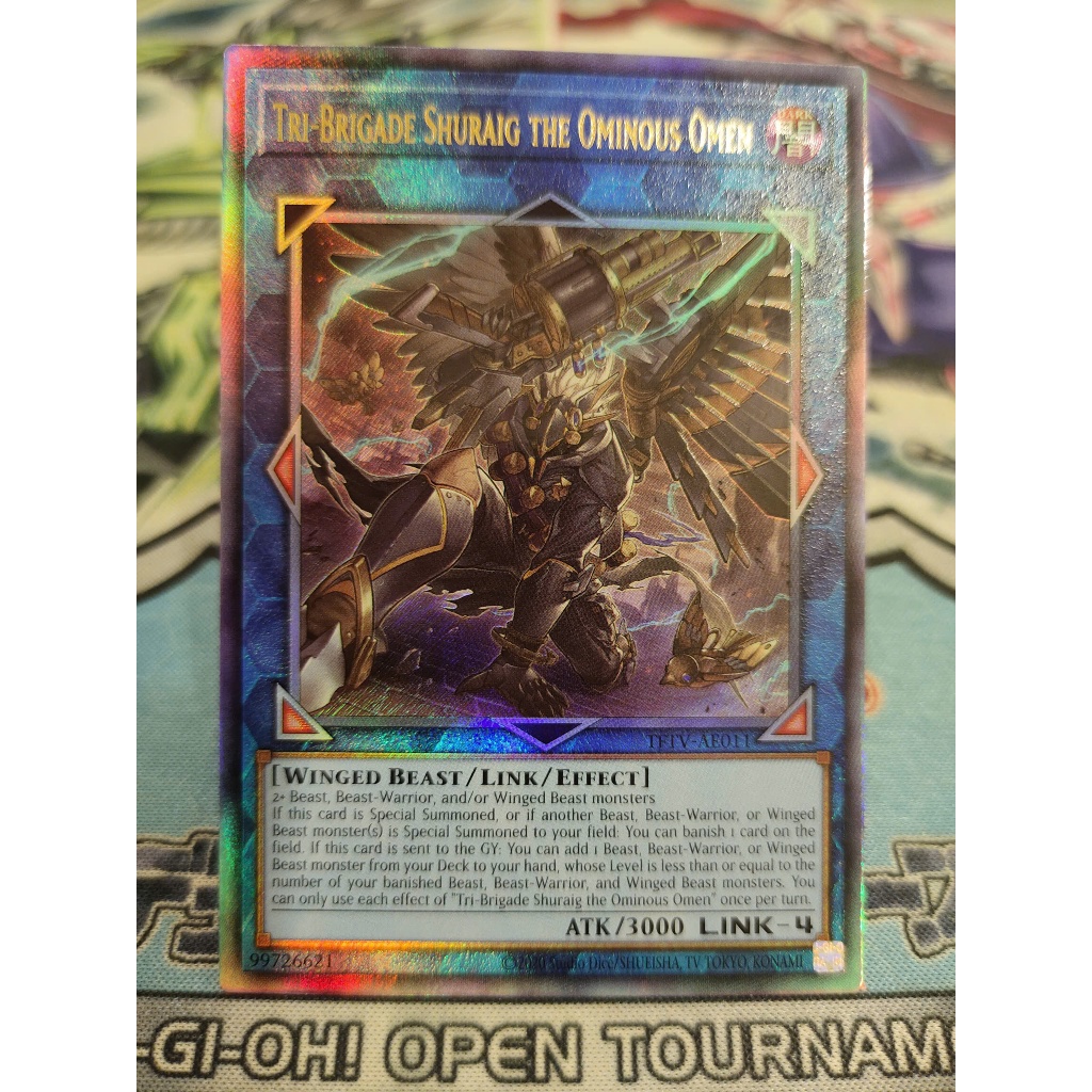Thẻ bài Yugioh chính hãng - Tri-Brigade Shuraig the Ominous - TFTV-AE011 - Ultimate Rare
