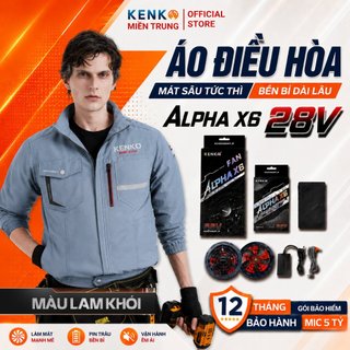Áo điều hòa KENKO X6 28V dung lượng 24.000mAh, mẫu LAM KHÓI mới 2026, quạt chống nước, chống nứt gãy, BH 12 tháng