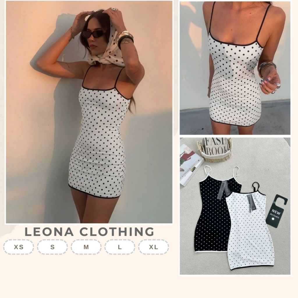 Đầm Nữ 2 Dây Chấm Bi Dáng Ôm Body Sexy - DM00015 - Leona Clothing