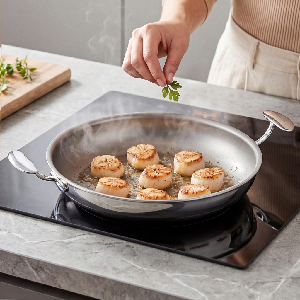 Chảo cạn inox liền khối chống dính vi điểm Oyatton [846] 30cm, không cần căn nhiệt chống dính trọn đ