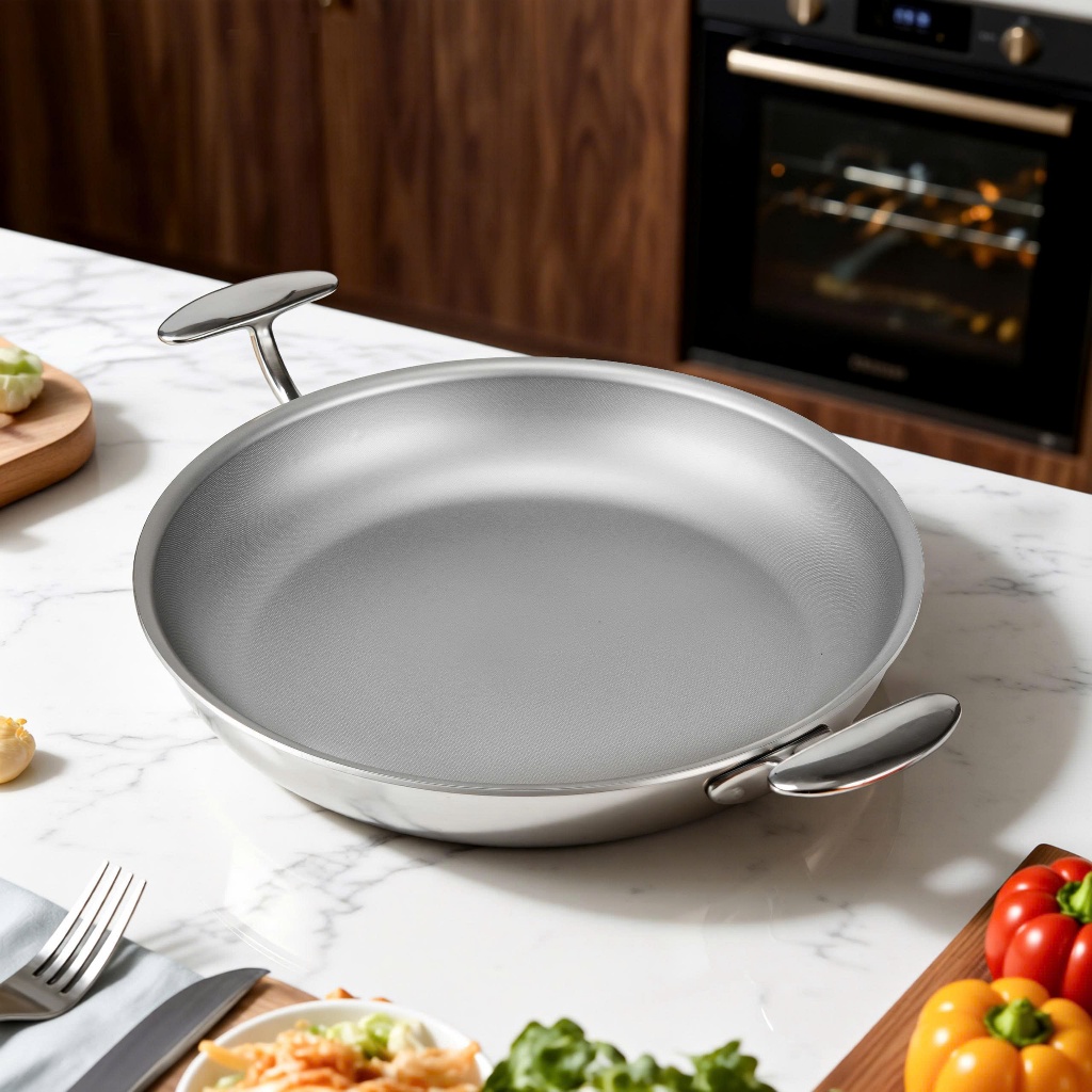 Chảo cạn inox liền khối không dính vi điểm Oyatton [846] 30cm, không cần căn nhiệt, chống dính trọn 