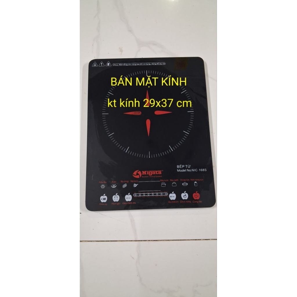 Mặt kính bếp từ Nigata NIC-168S kt kính 29x37 cm