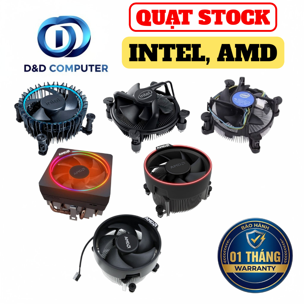 QUẠT STOCK INTEL/ AMD ĐỦ CÁC SOCKET LGA 1700/ LGA 1200/ LGA 115x/ AM4 - BẢO HÀNH 1 THÁNG
