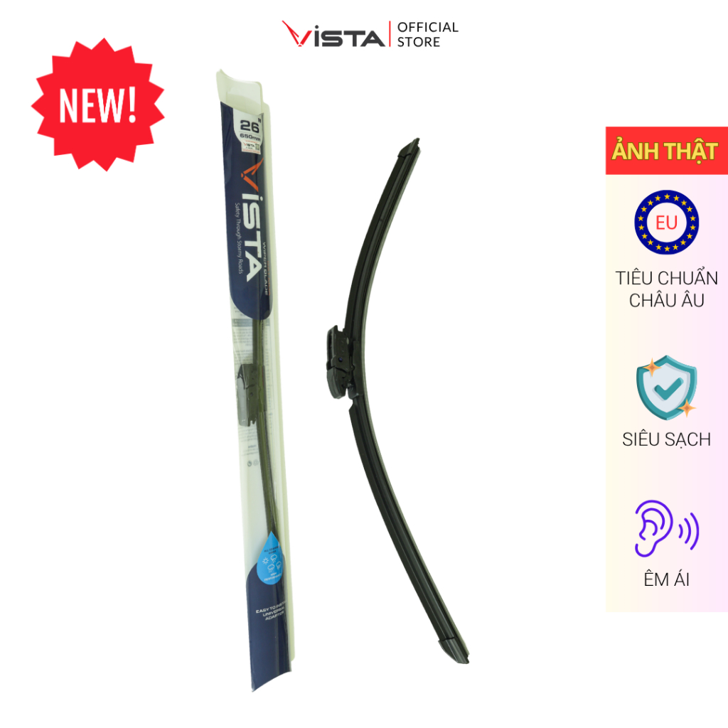 Gạt Mưa Vista Thân Mềm Cao Cấp - Ecoflat - Tiêu Chuẩn Cho Xe Ô Tô Audi SQ8 - Lưỡi Silicon - Tiêu Chu