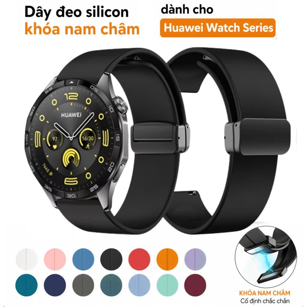 Dây đeo khóa từ tính bằng silicon Huawei GT6/GT5/GT5 PRO/GT4/GT3/GT2/GT2 Pro/GT3/GT3 Pro/Watch 3