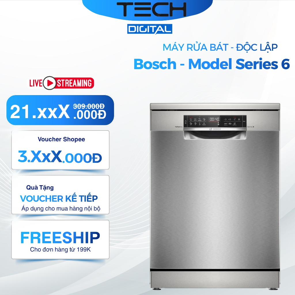 Máy Bát Độc Lập Bosch SMS6ZCI00P Series 6 - Hàng Chính Hãng