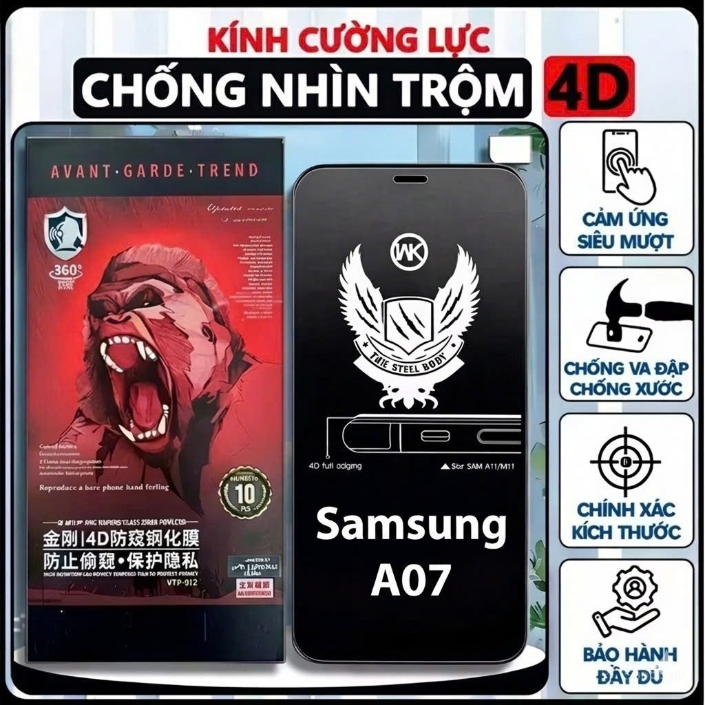 Kính cường lực chống nhìn trộm Samsung A07 chống ánh sáng xanh, bảo vệ mắt-My Case