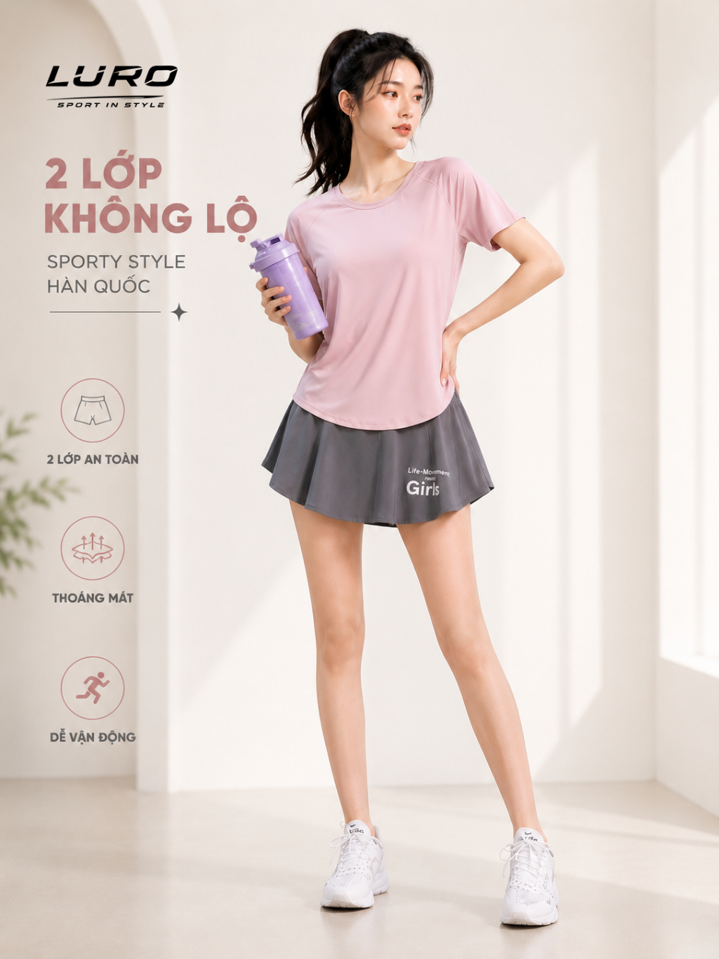 V18N — Set váy thể thao nữ 2 lớp