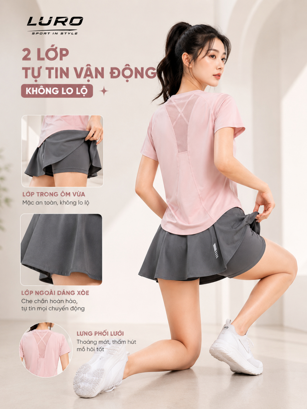 V18N — Set váy thể thao nữ 2 lớp 2