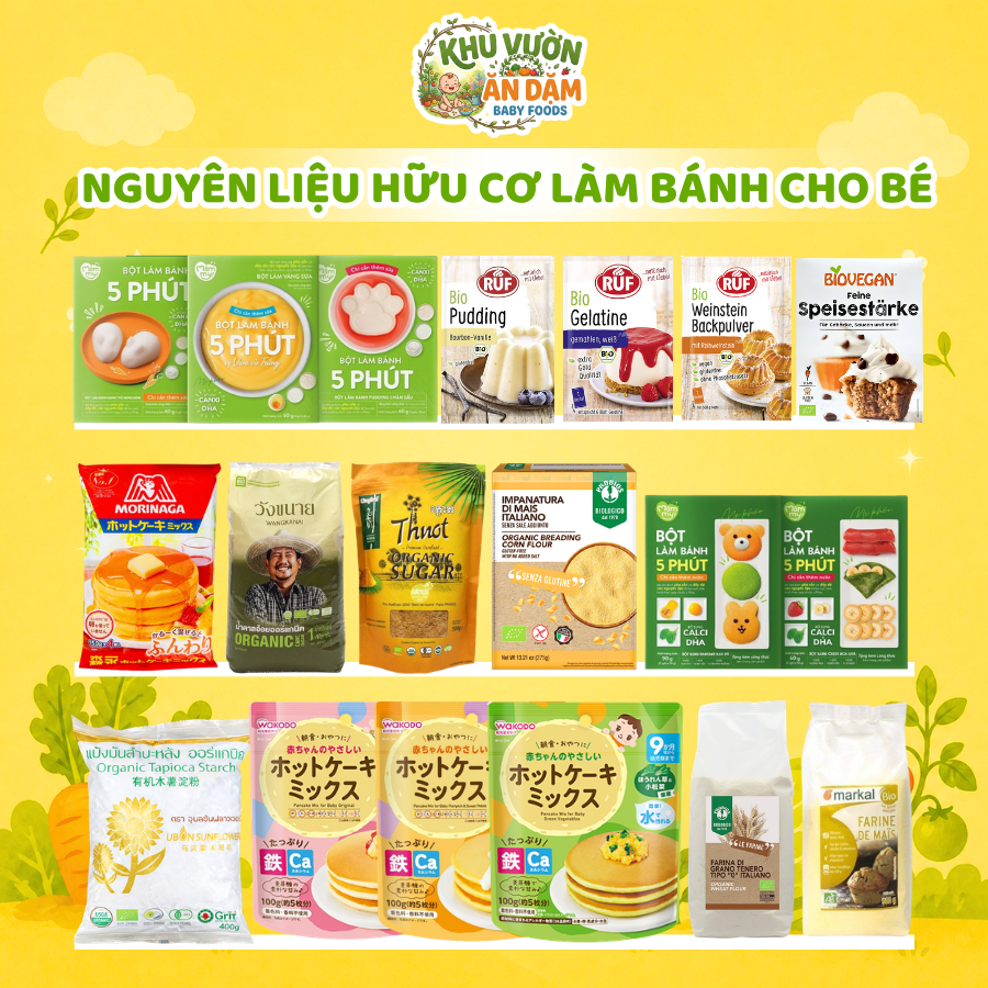 Bột Nguyên Liệu Hữu Cơ Làm Bánh Cho Bé Ăn Dặm Bột Mì - Bột Bắp - Bột Năng - Gelatine