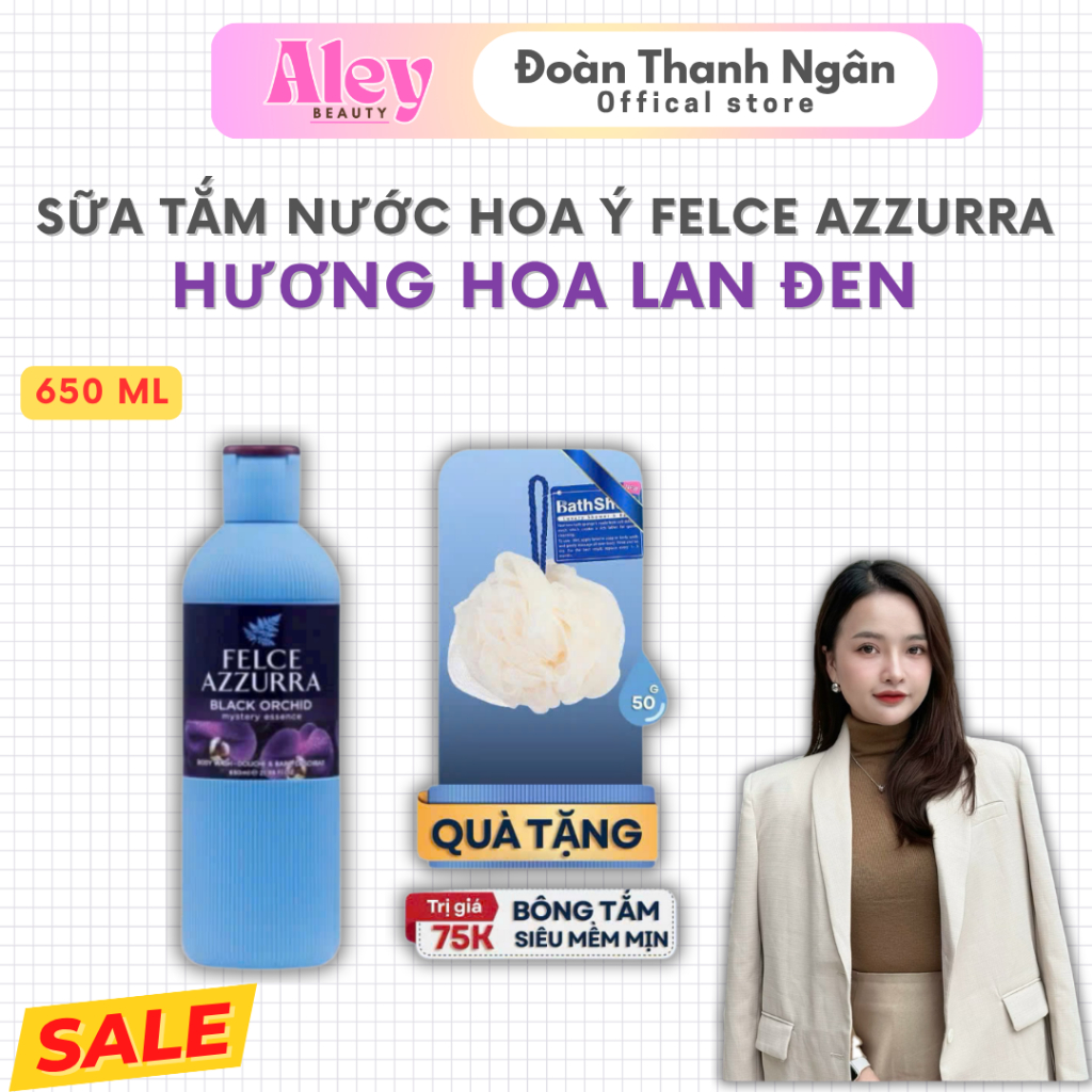 [ CHÍNH HÃNG ] Sữa tắm nước hoa Ý Felce Azzurra hương hoa lan đen 650ML