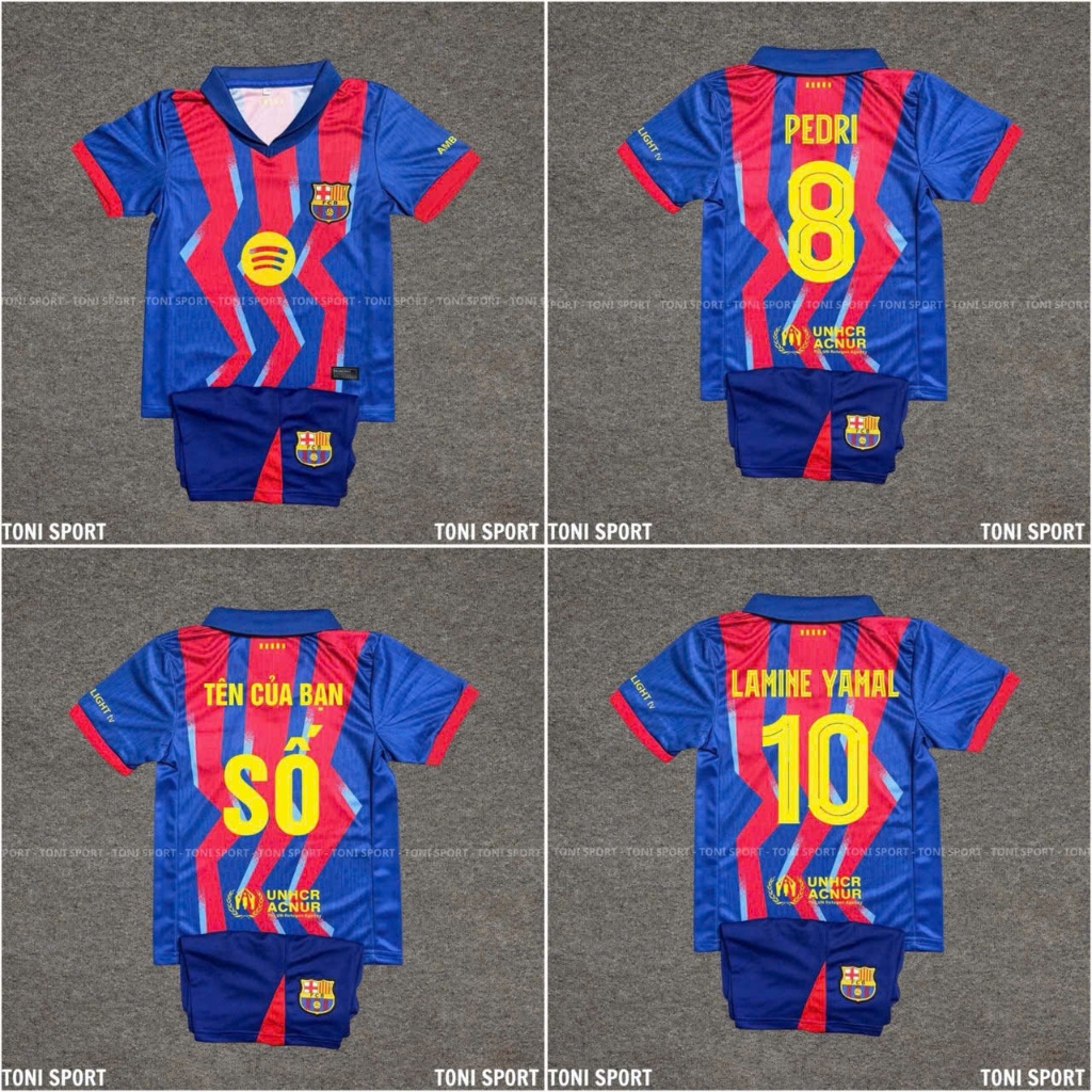 Bộ (Quần + Áo) Bóng Đá Trẻ Em CLB BARCALONA EL CLASICO 2026 in LAMINE YAMAL 10 - Vải Mè thái cao cấp