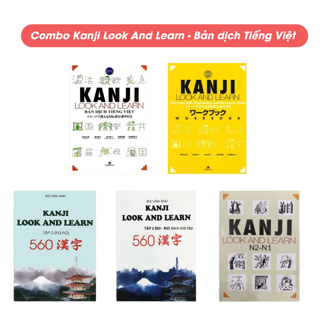 Sách Tiếng Nhật - Combo Kanji Look And Learn N5- N1 bản dịch Tiếng Việt