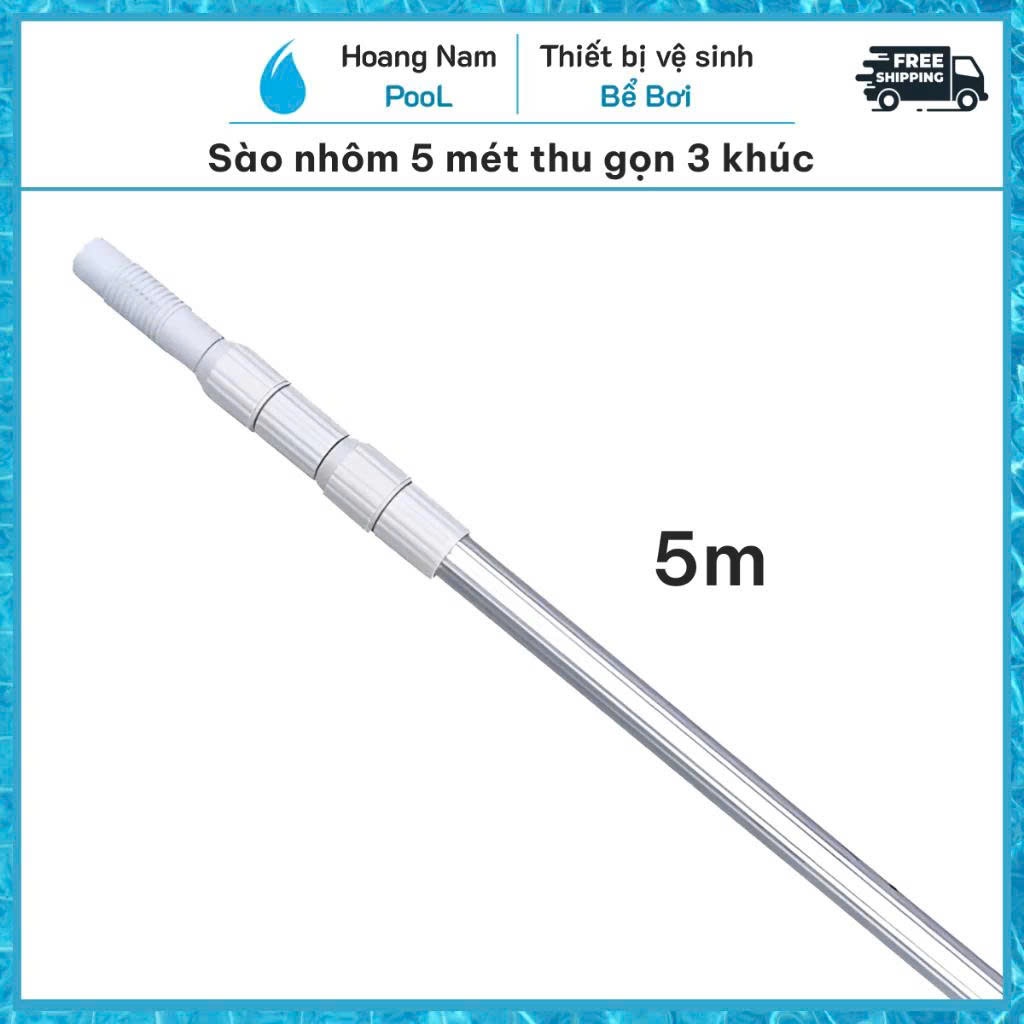 (TÁCH ĐƠN) Sào nhôm bể bơi dài 5 mét, sào nhôm đa năng hồ bơi, sào nhôm 5m (2 khúc* 2m5)