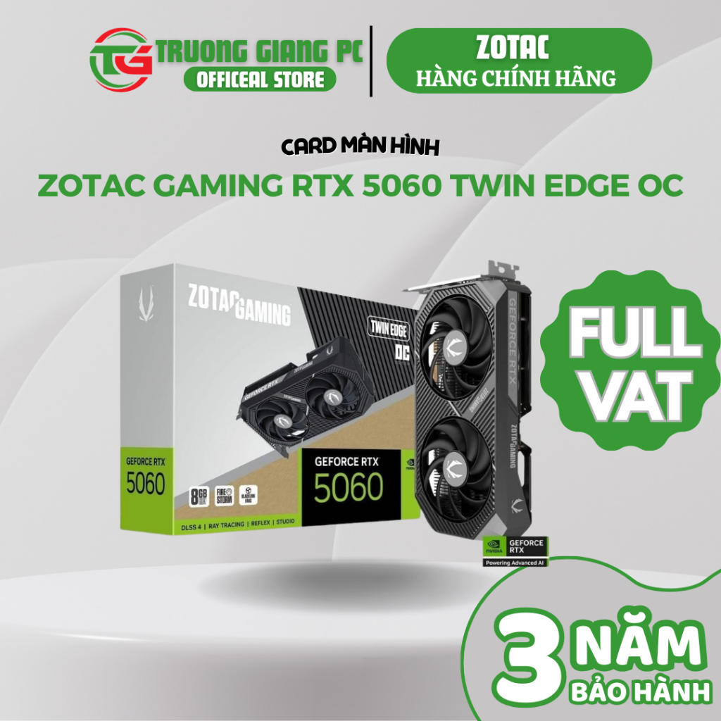 [SẢN PHẨM FULL VAT] VGA Card màn hình Zotac GeForce RTX 5060 Twin Edge OC 8GB - BẢO HÀNH CHÍNH HÃNG 36 THÁNG | BigBuy360 - bigbuy360.vn