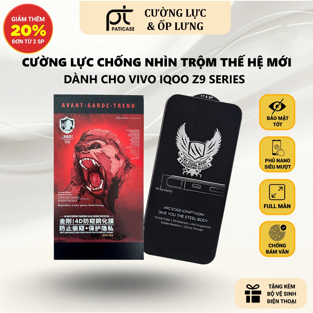 Cường lực iQoo Z9 Turbo, Z9 5G, Z9x, Z9 Lite/Plus chống nhìn trộm full màn | Miếng dán kính màn hình