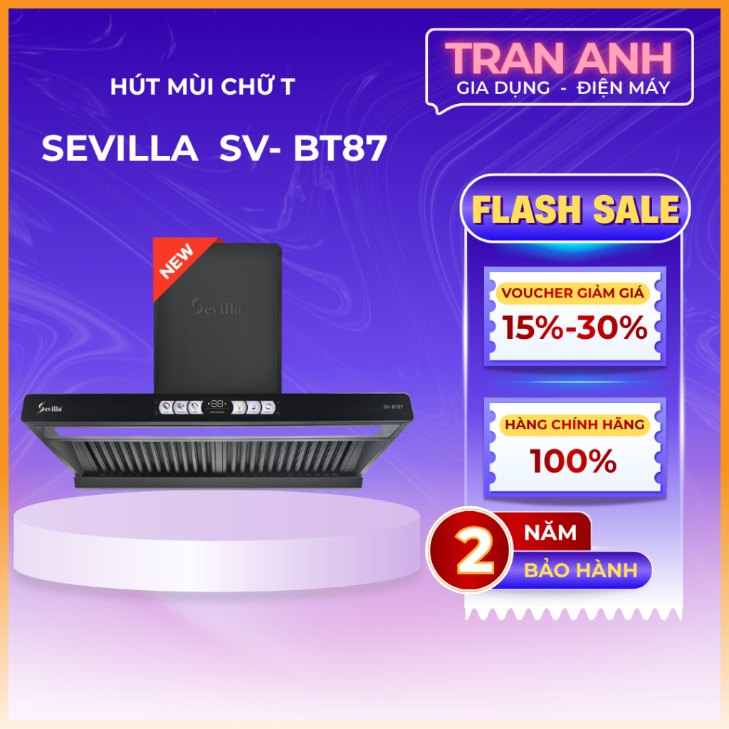 Hút mùi Sevilla BT87 | 70CM | Sevilla SV-BT87 | Bảo hành 2 năm