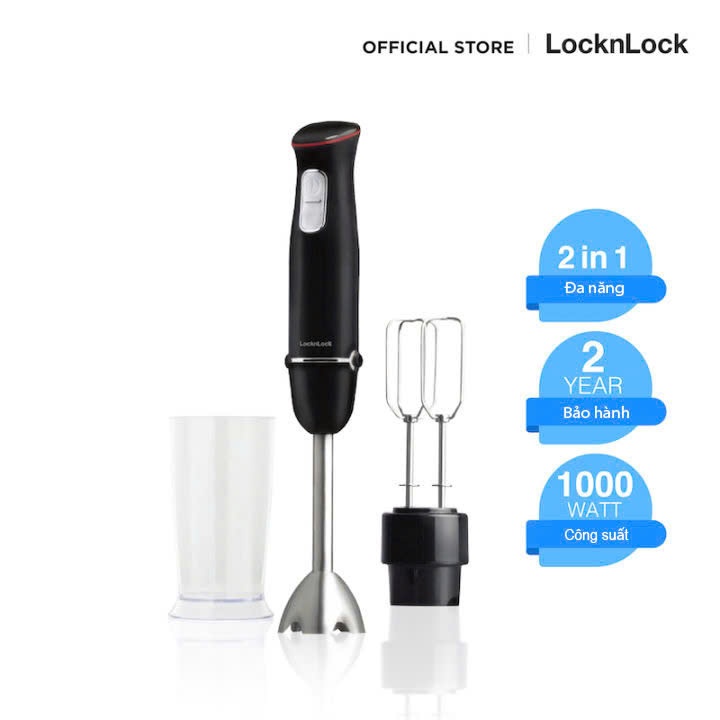 Máy xay cầm tay kiêm đánh trứng LocknLock EJM516BLK - Multi- purpose 2 in 1 Hand Blender - Chính Hãn
