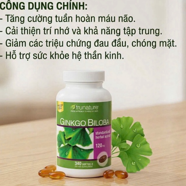 Viên Uống Bổ Não Trunature Ginkgo Biloba 120mg 340 Viên