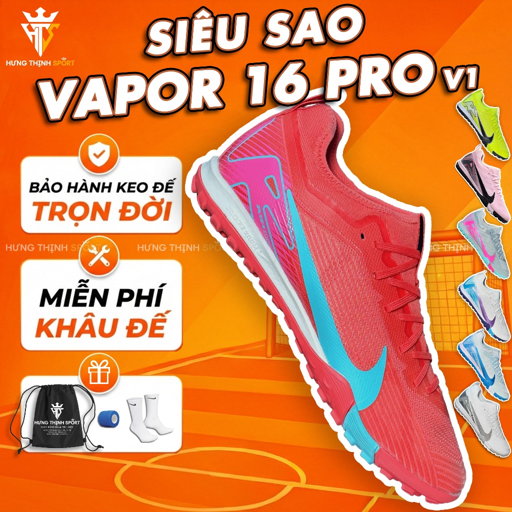 Giày Đá Bóng / Giày Đá Banh VAPOR 16 PRO v1 |TF Sân Cỏ Nhân Tạo| Tặng Khâu Đế + Bảo Hành Keo Đế Trọn