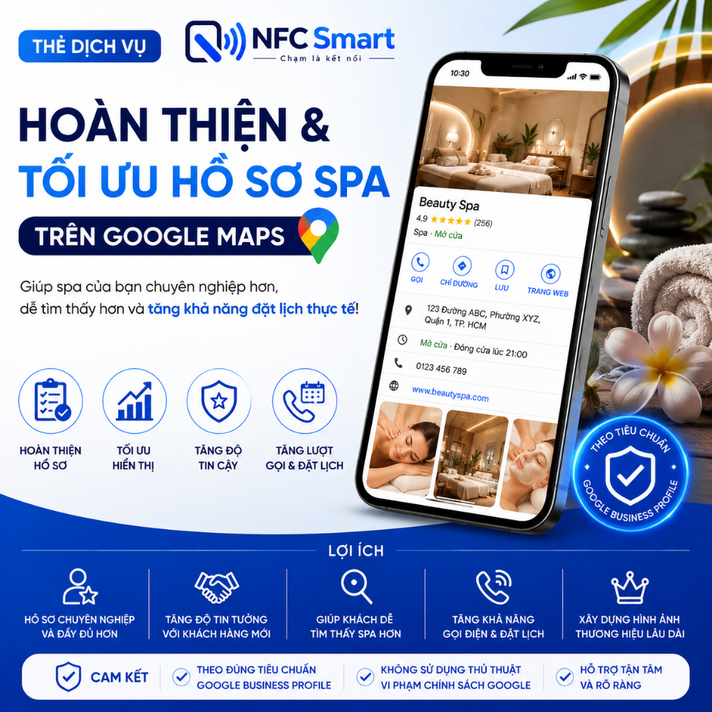 THẺ HỖ TRỢ HOÀN THIỆN & TỐI ƯU HỒ SƠ SPA TRÊN GOOGLE MAPS