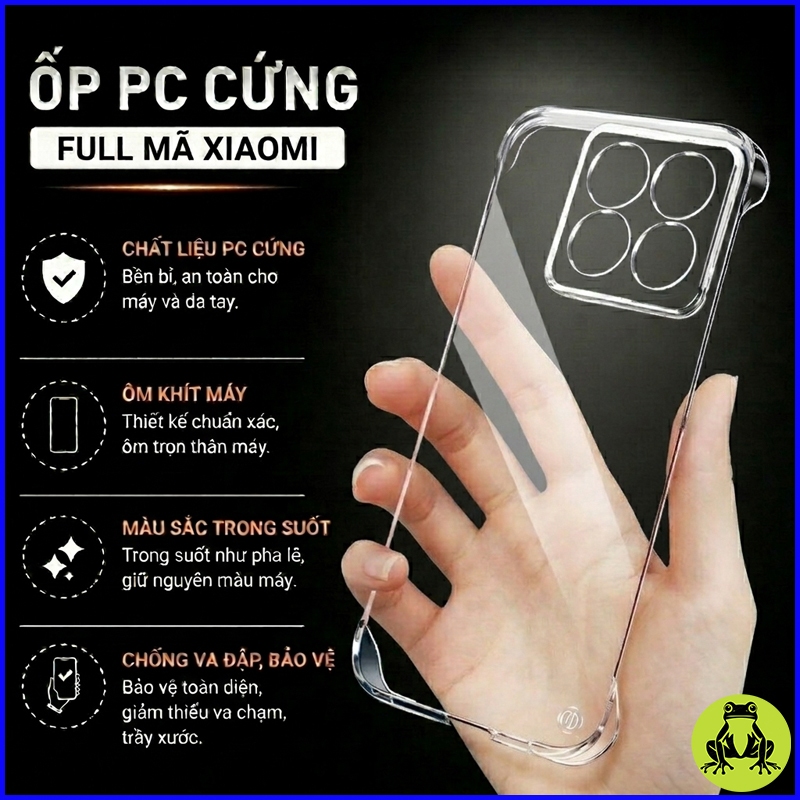 Ốp lưng cứng trong suốt không viền xiaomi MI 15/ MI 15 Pro/ MI 15S Pro/ MI 15 Ultra cứng mỏng