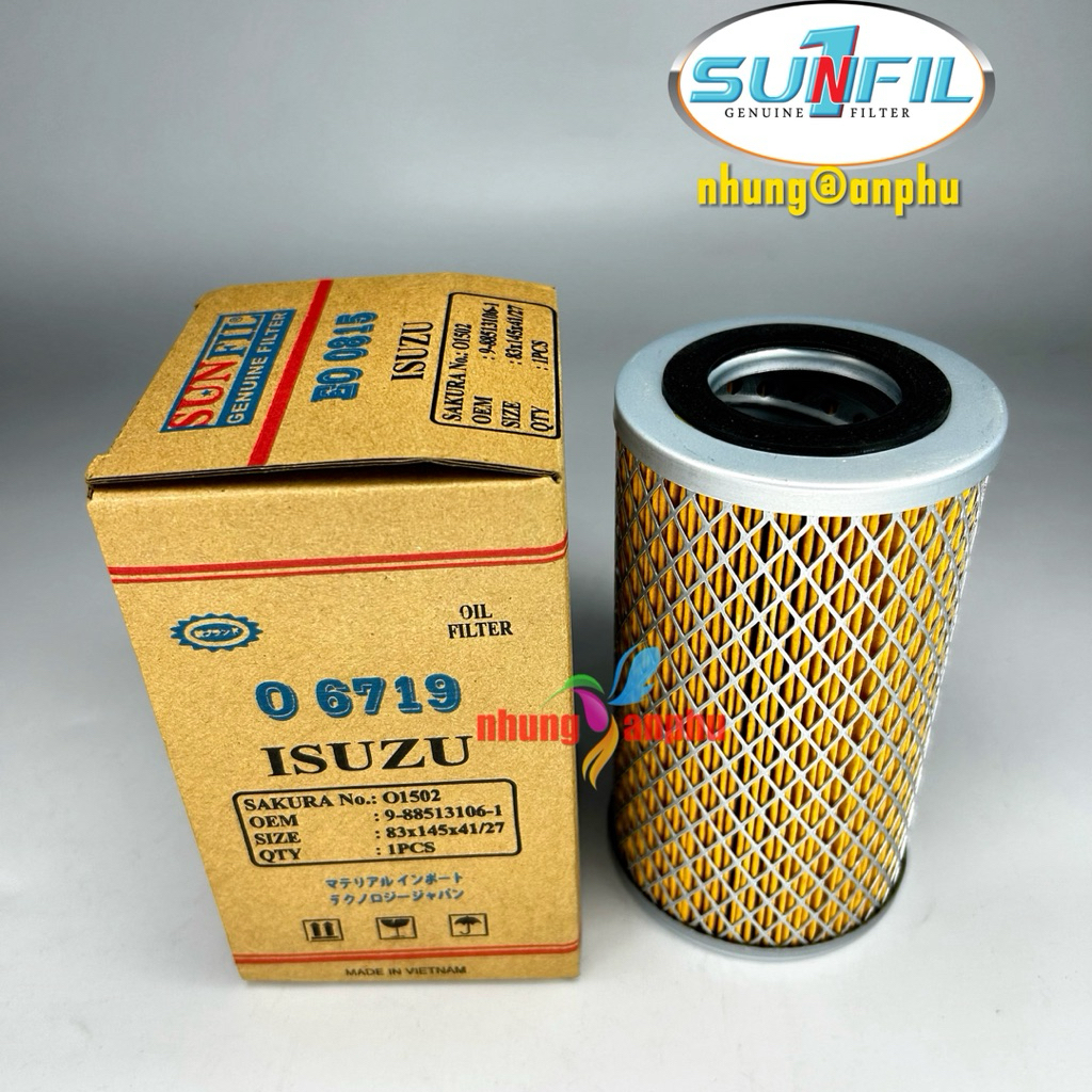 Lọc nhớt O-6719 / O-1502 /P502194 / 1-87810-220-1 06719 Isuzu 4BD1 ,6BD1