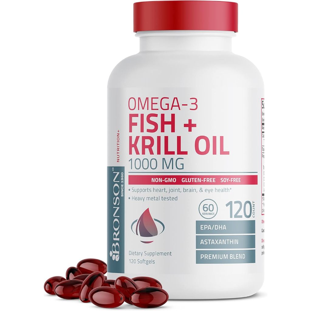 Omega-3 Krill Oil Fish Bronson hũ 120 viên [Hàng Mỹ]