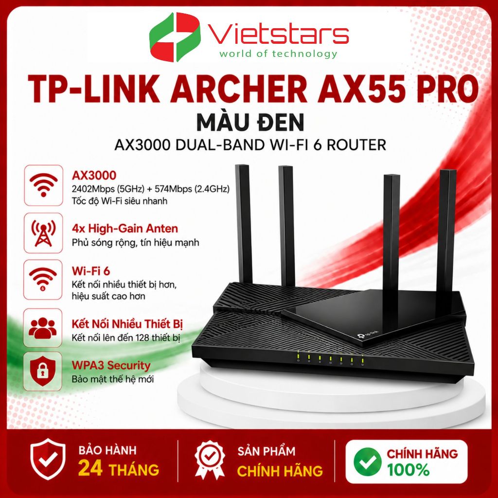 BỘ ĐỊNH TUYẾN TPLink Archer AX55 Pro 4 râu wifi 6